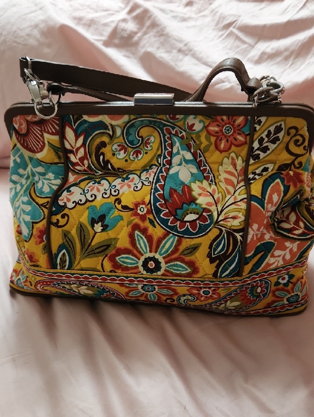 Vera Bradley Yellow Multicolor Paisley Quilted Travel Bag Set - Picture 13 of 14